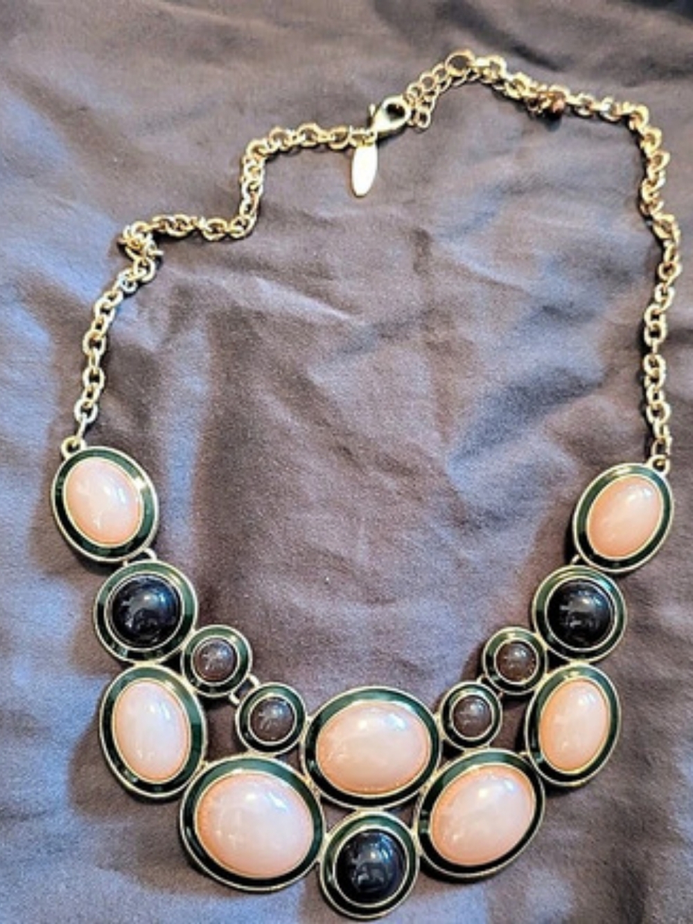 New York & Company Statement Pendant Necklace Gold & Pink